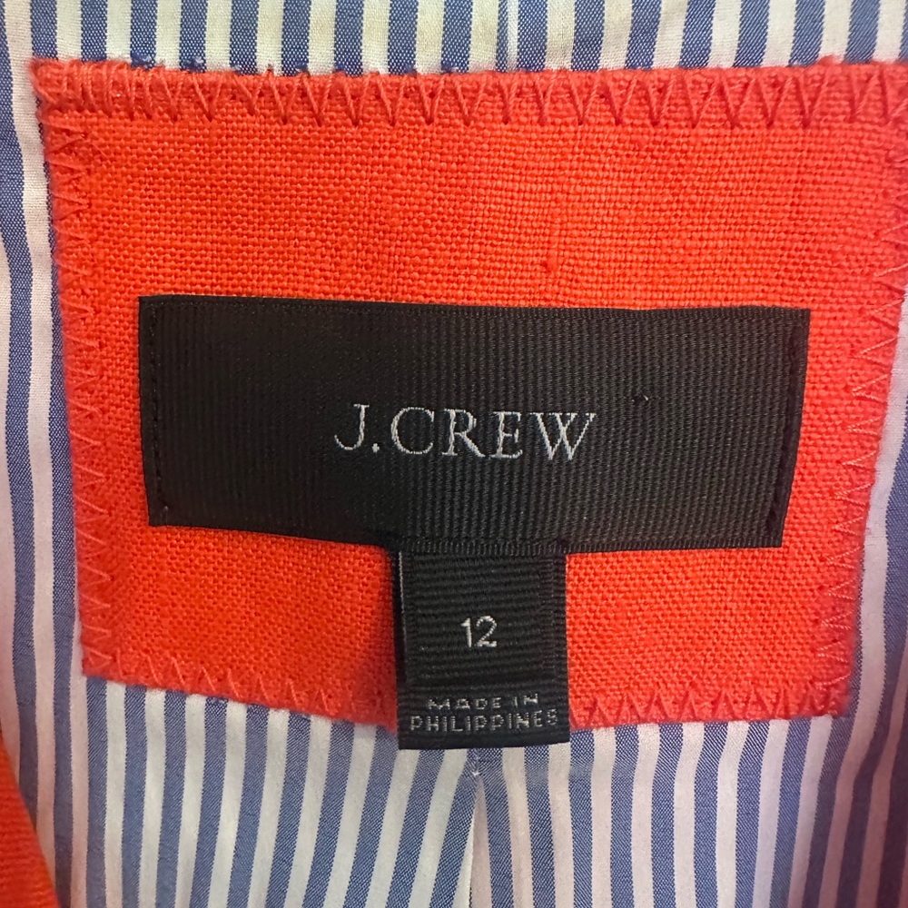 J. Crew Linen Bold Orange Blazer with Gold Buttons - Picture 4 of 6